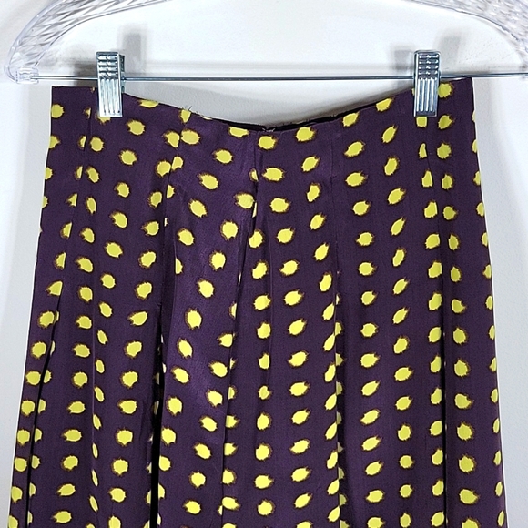 J.Crew Womens Pleated Skirt Brown Yellow Sinburst Lined Sz 0 $98.00 NWT - Picture 6 of 9